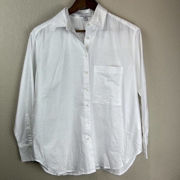 Ayr Tops - Ayr Shirt Women XS The Deep End White Button Down Long Sleeve Preppy Classic